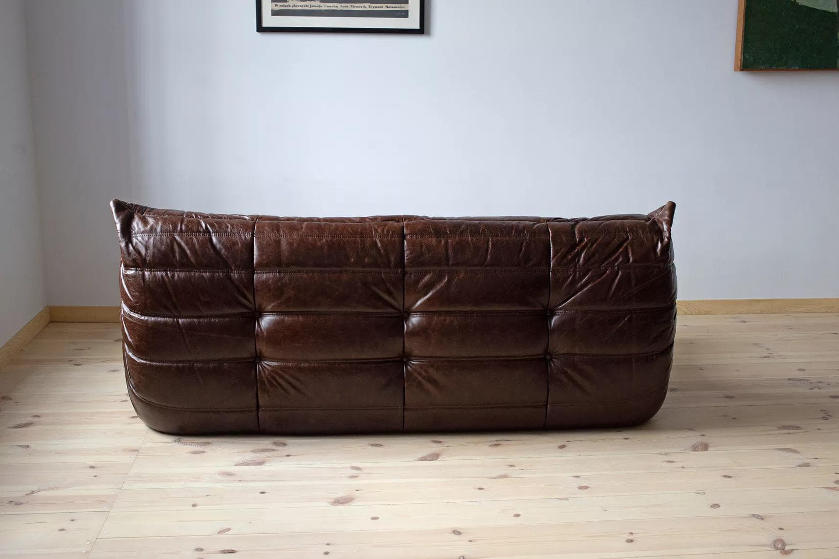 Sofa Togo trzyosobowa, skóra brązowa dark shiny - 52254
