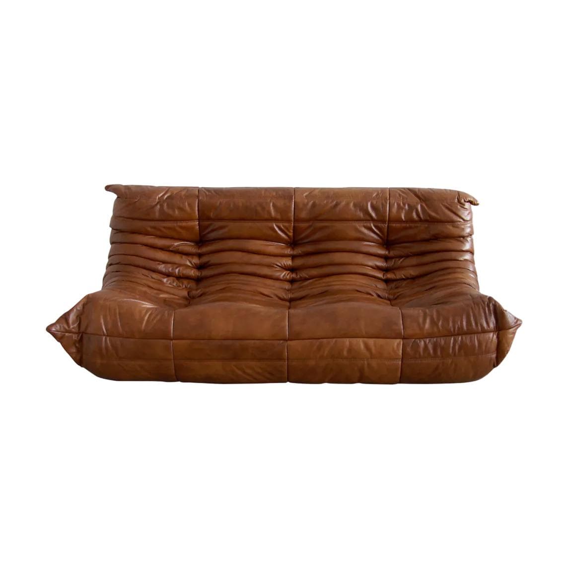 Sofa Togo trzyosobowa, skóra brązowa shine antique - 52234