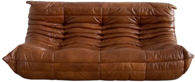 Sofa Togo trzyosobowa, skóra brązowa shine antique - WYMIARY