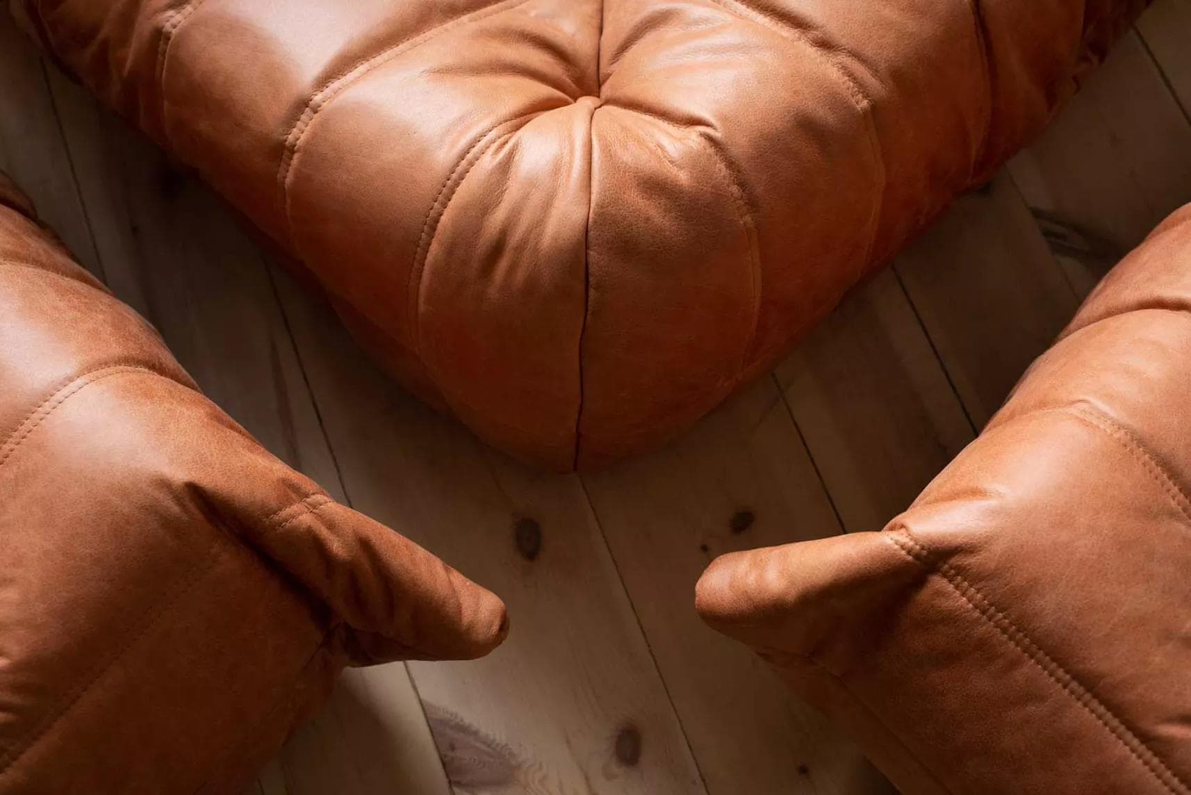 Zestaw wypoczynkowy Togo 5 części, skóra brązowa peach - 52205