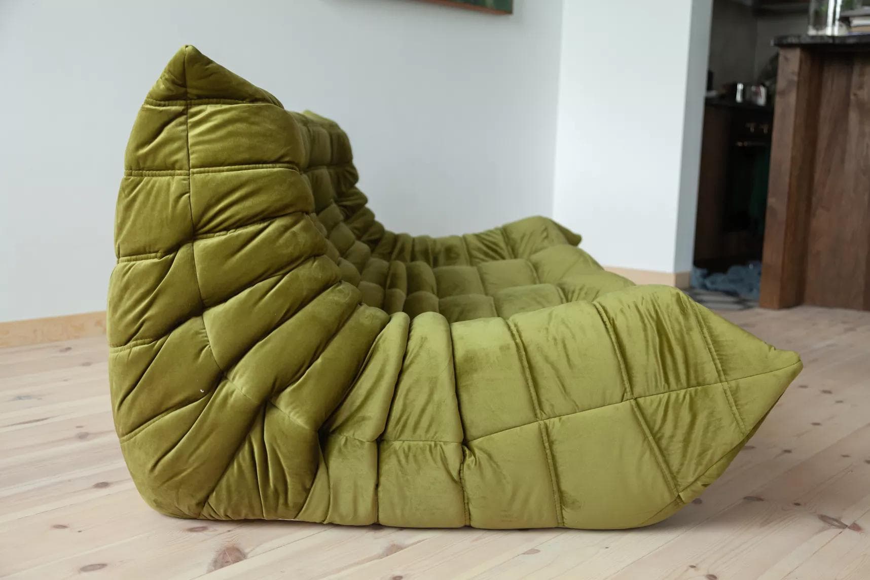 Sofa Togo trzyosobowa, velvet zielony oliwka - 52161