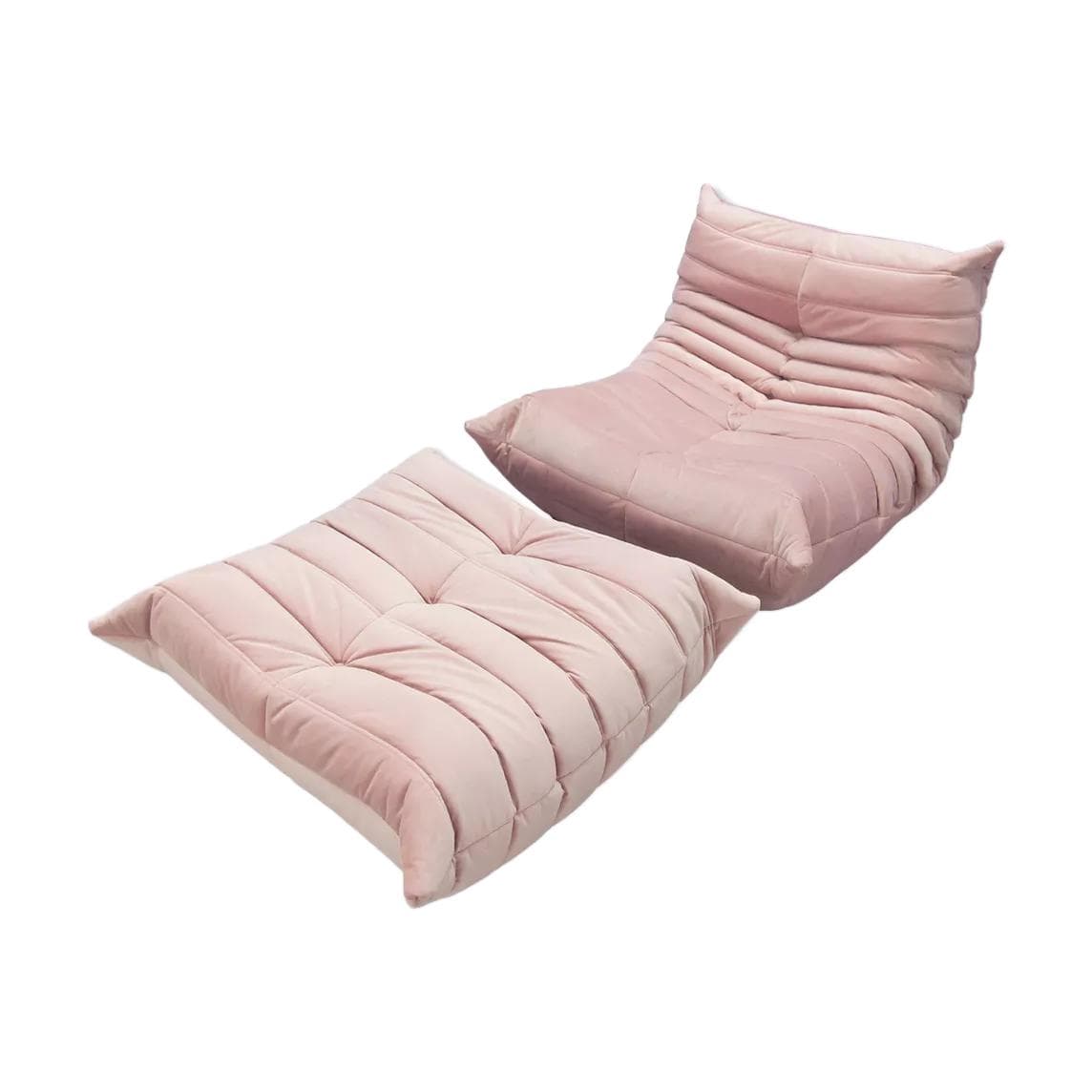 Fotel wypoczynkowy Togo z podnóżkiem, velvet różowy jasny - 52111