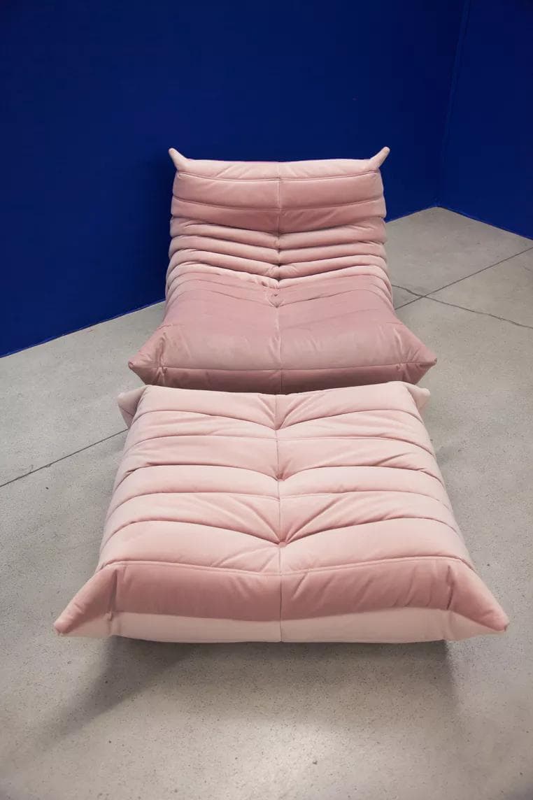 Fotel wypoczynkowy Togo z podnóżkiem, velvet różowy jasny - 52118