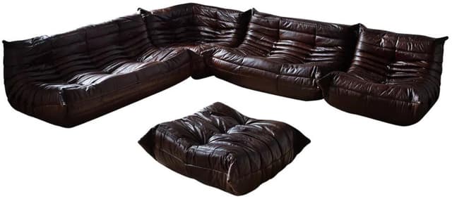 Zestaw wypoczynkowy Togo 5 części, skóra brązowa dark shiny - WYMIARY