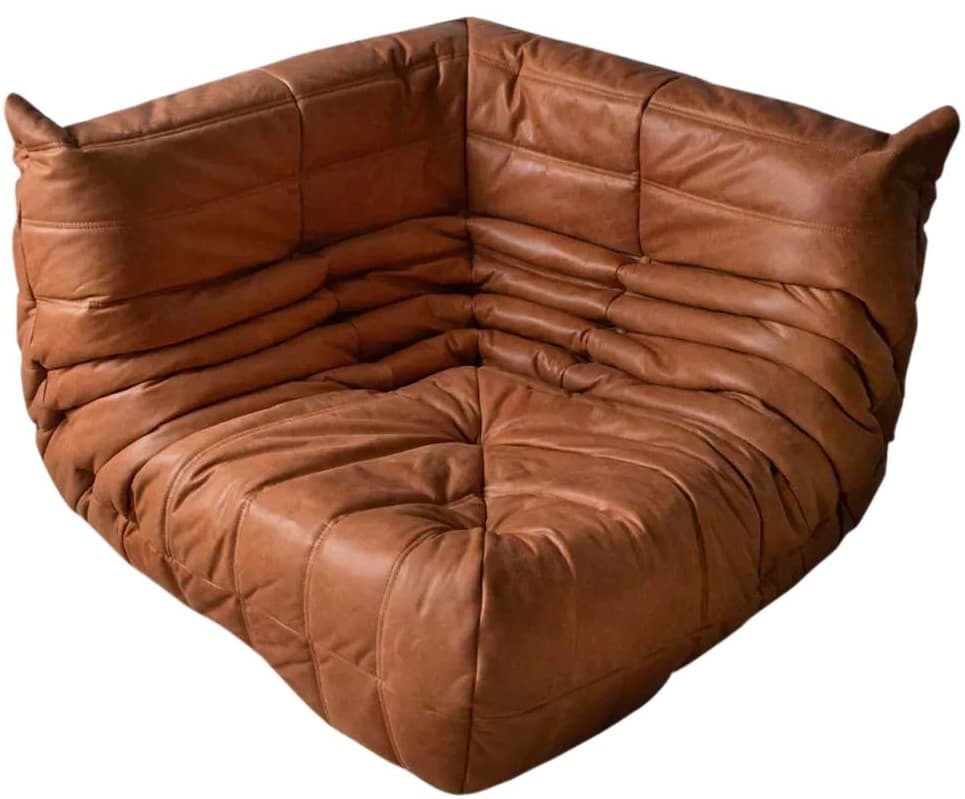 Narożnik Togo, skóra brązowa peach