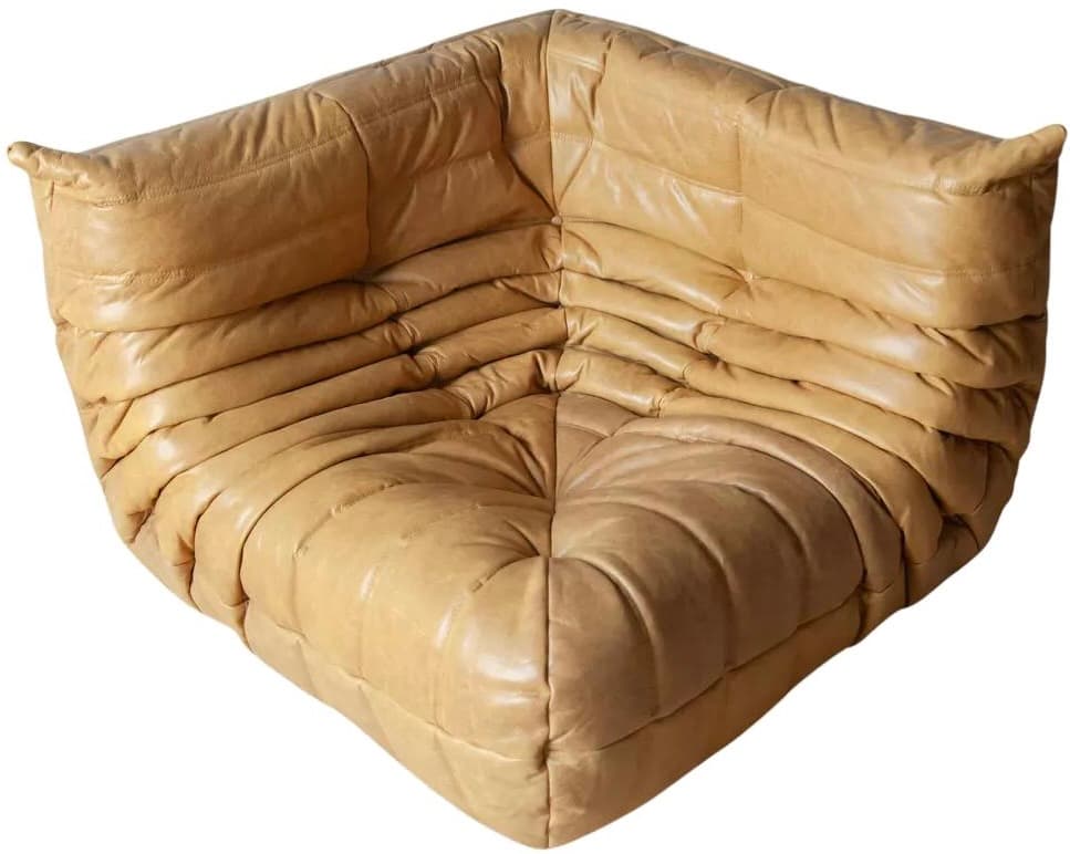 Narożnik Togo, skóra brązowa camel