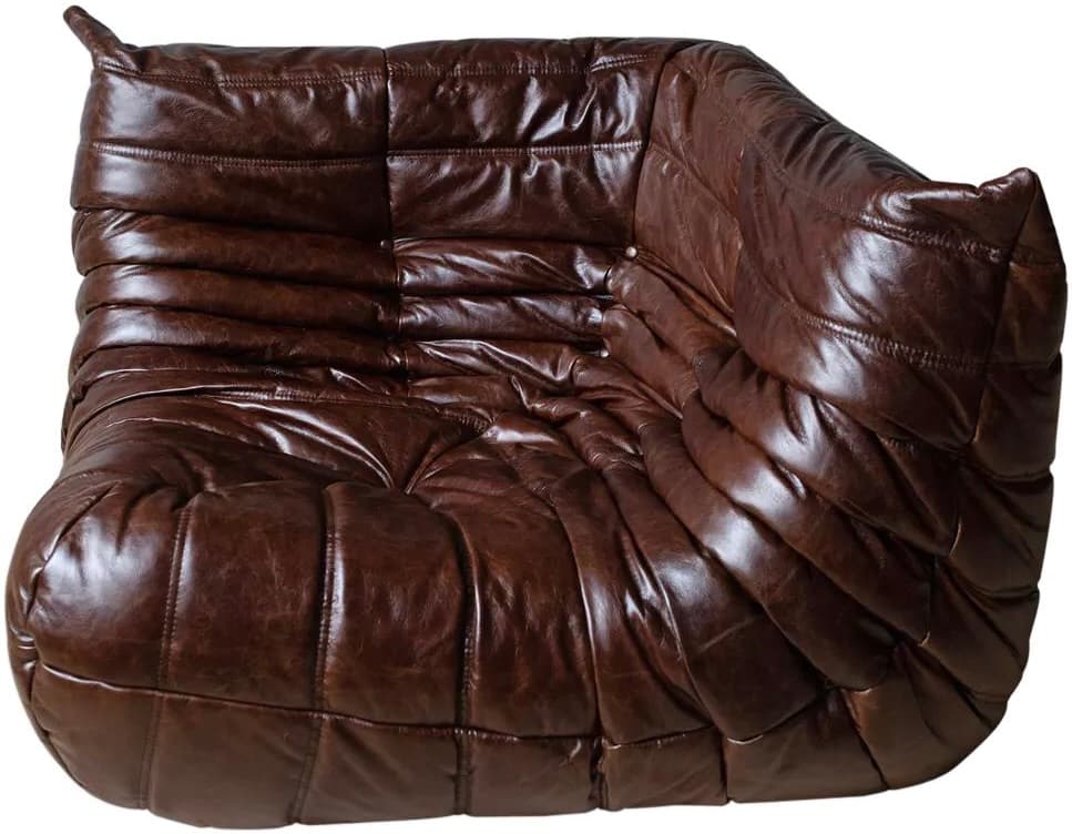 Narożnik Togo, skóra brązowa dark shiny