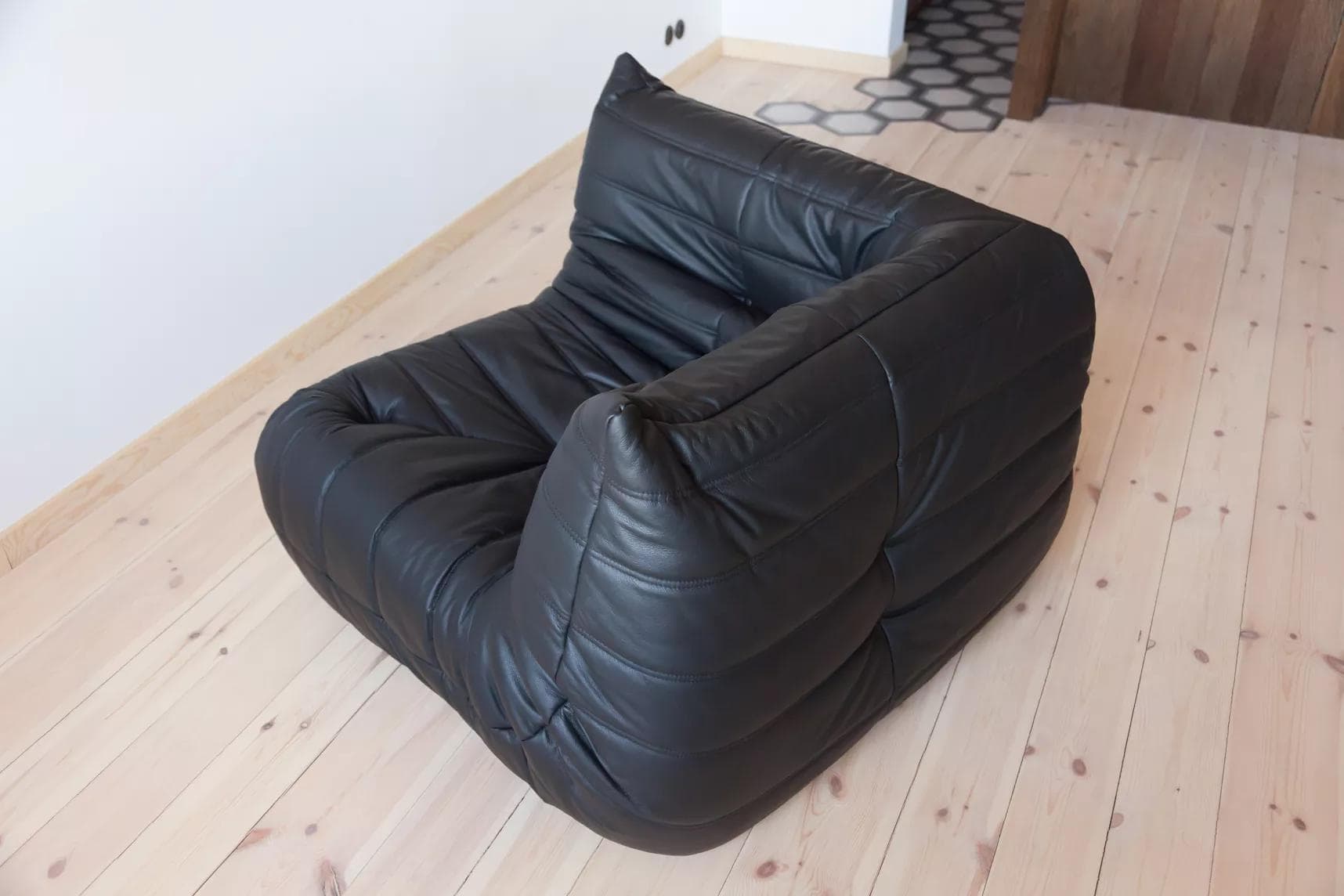 Narożnik Togo, skóra czarna madras - 51866