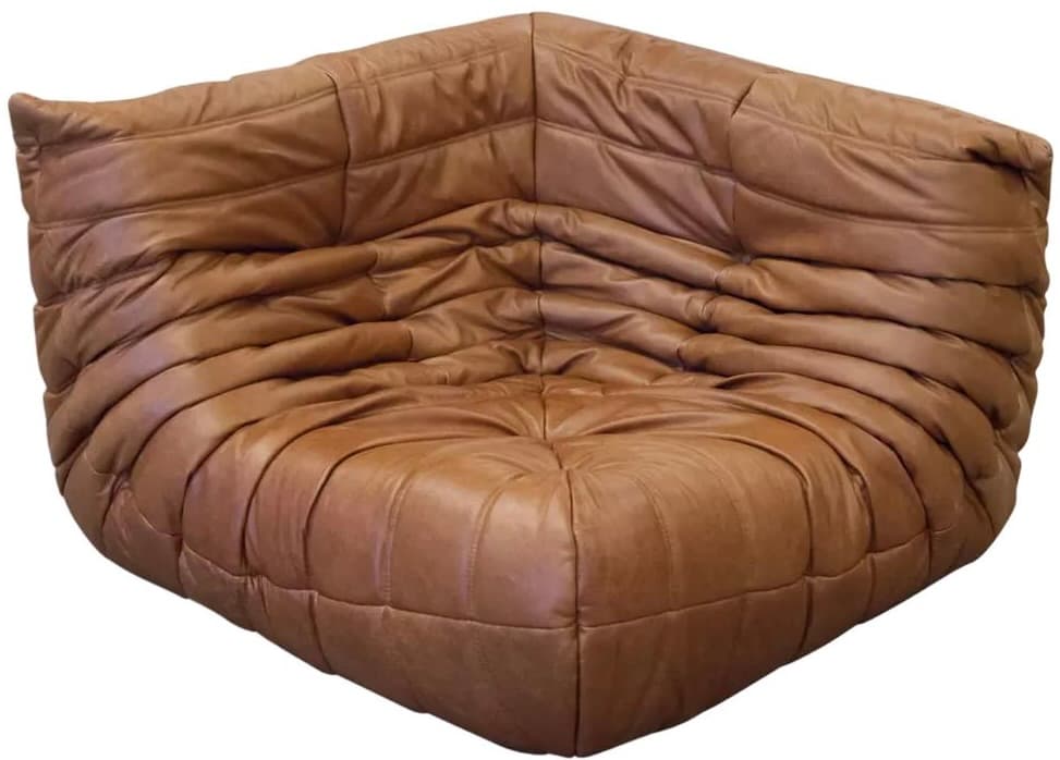 Narożnik Togo, skóra brązowa tobacco