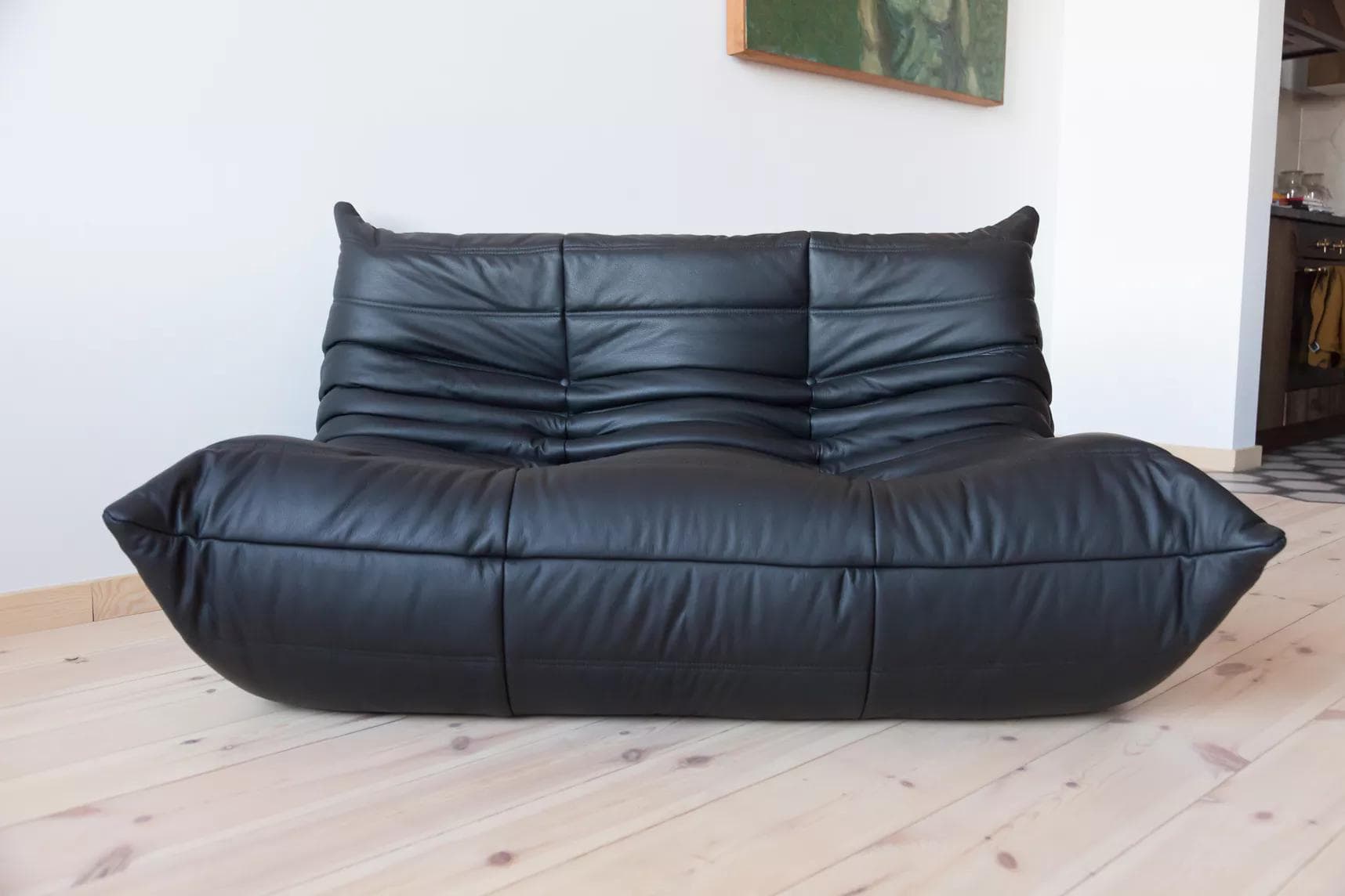 Sofa Togo dwuosobowa, skóra czarna madras - 51841