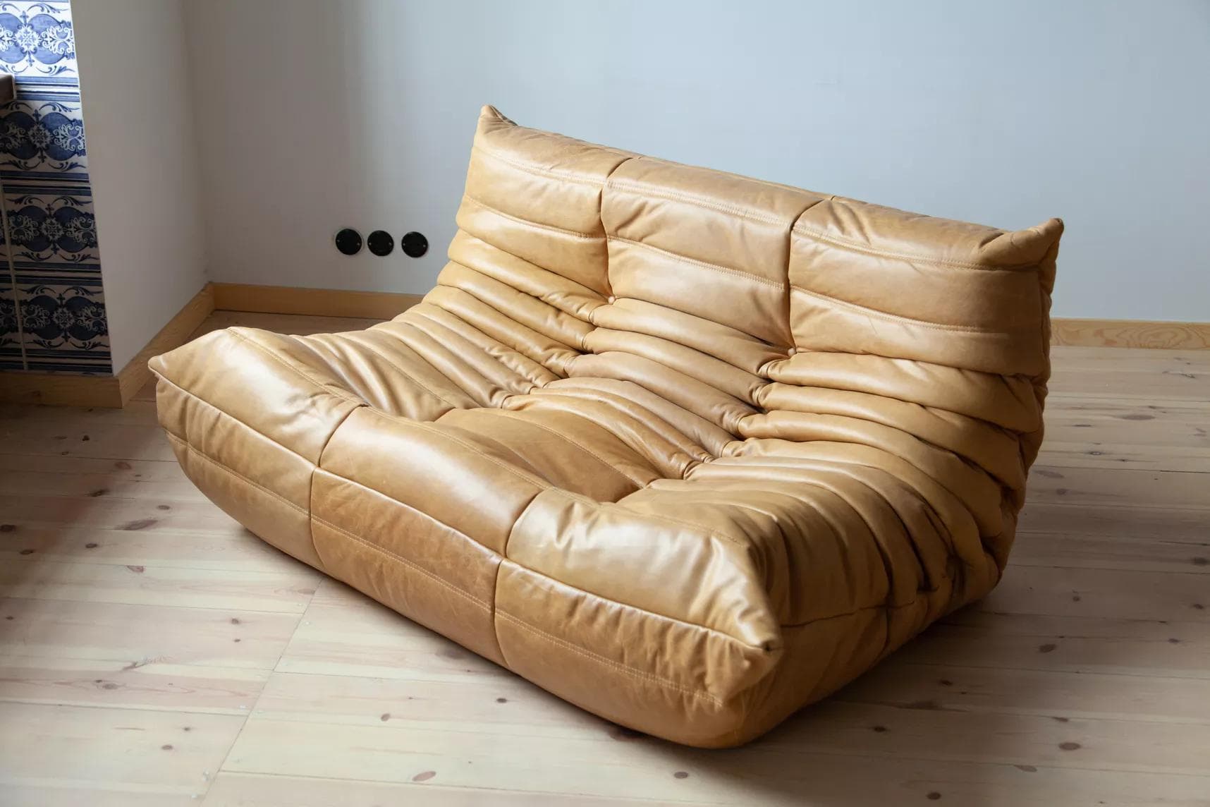 Sofa Togo dwuosobowa, skóra brązowa camel - 51820