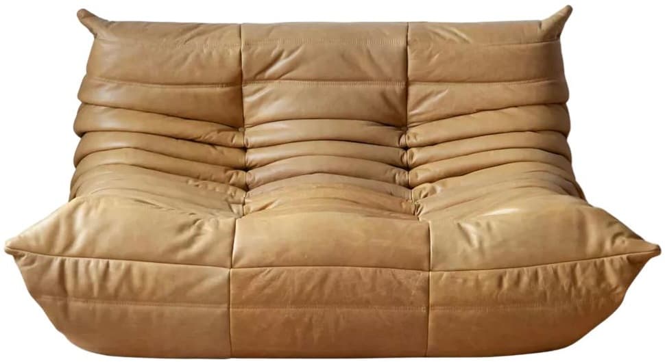 Sofa Togo dwuosobowa, skóra brązowa camel