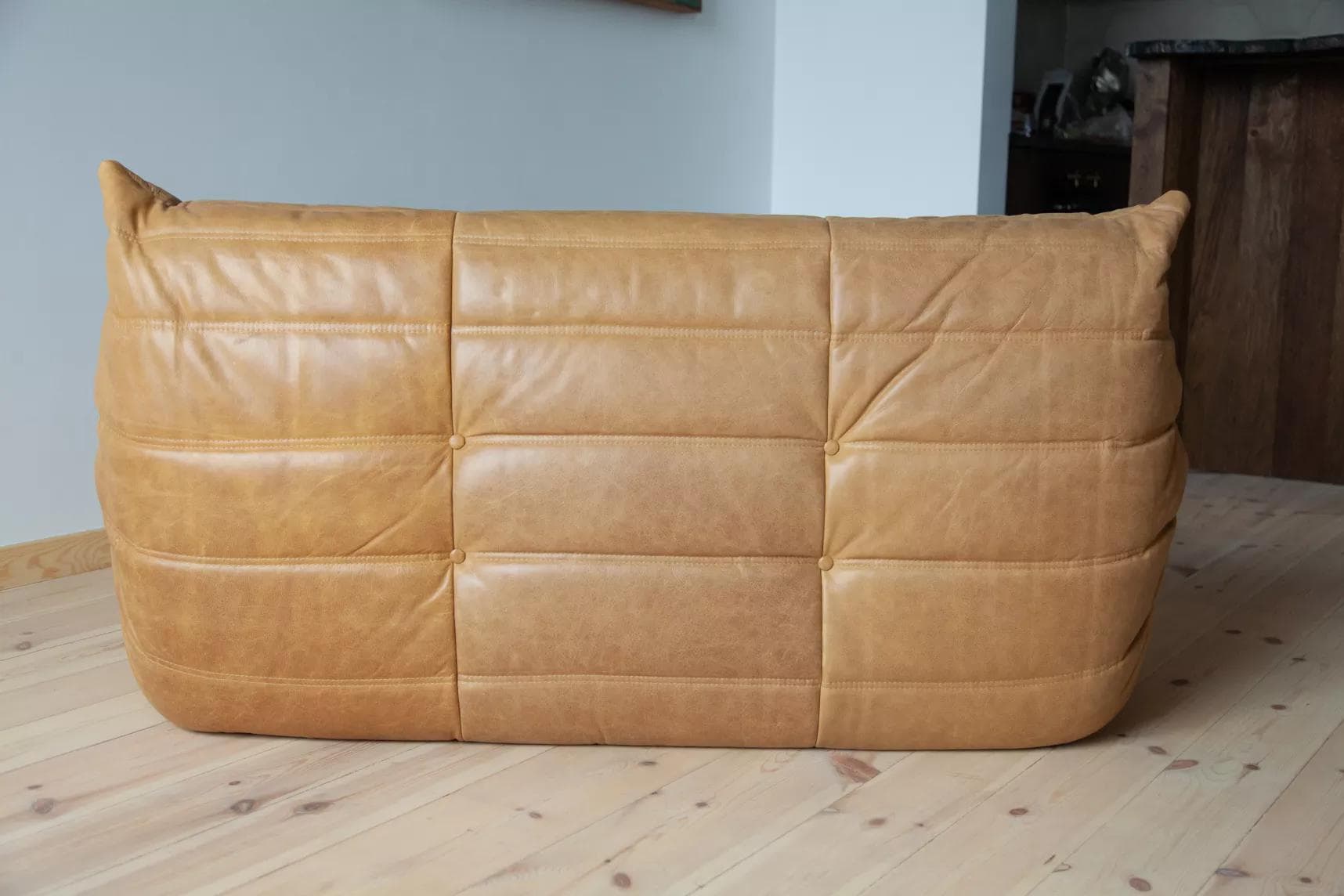 Sofa Togo dwuosobowa, skóra brązowa camel - 51825
