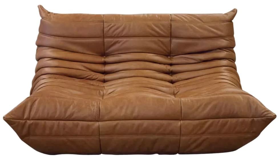 Sofa Togo dwuosobowa, skóra brązowa tobacco
