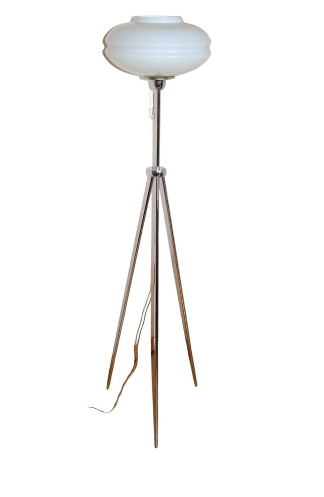 Lampa podłogowa, srebrny, stal chromowana, szkło, lata 90. - WYMIARY