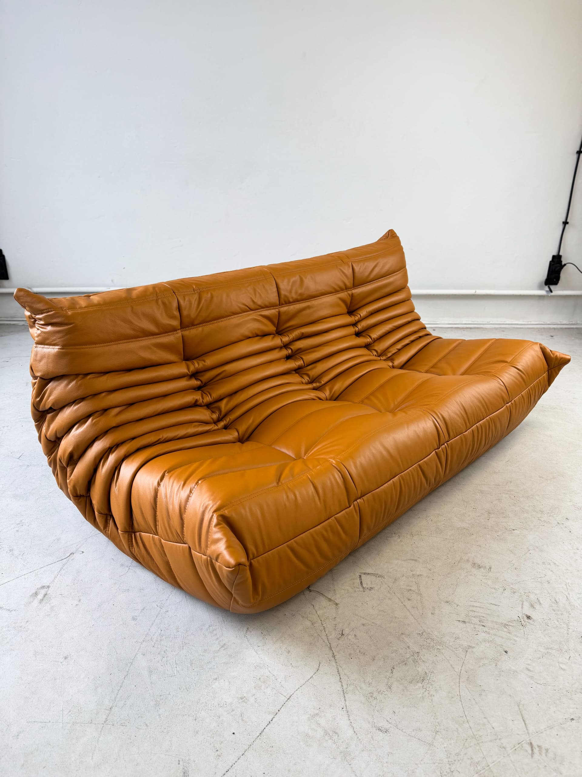 Sofa Togo trzyosobowa, skóra brązowa light cognac - 52378