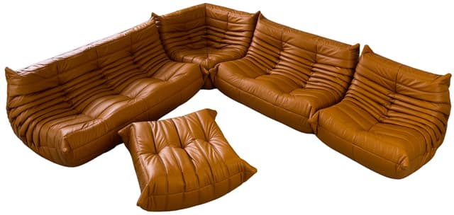 Zestaw wypoczynkowy Togo 5 części, skóra brązowa light cognac - WYMIARY