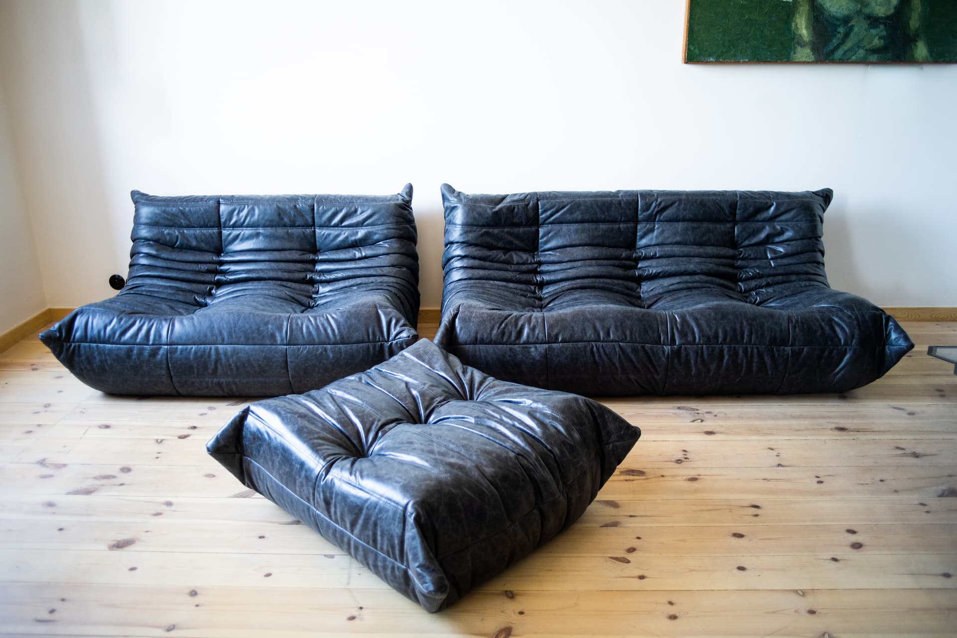 Zestaw wypoczynkowy Togo 5 części, skóra czarna dubai - 165050