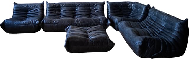 Zestaw wypoczynkowy Togo 5 części, skóra czarna dubai - WYMIARY