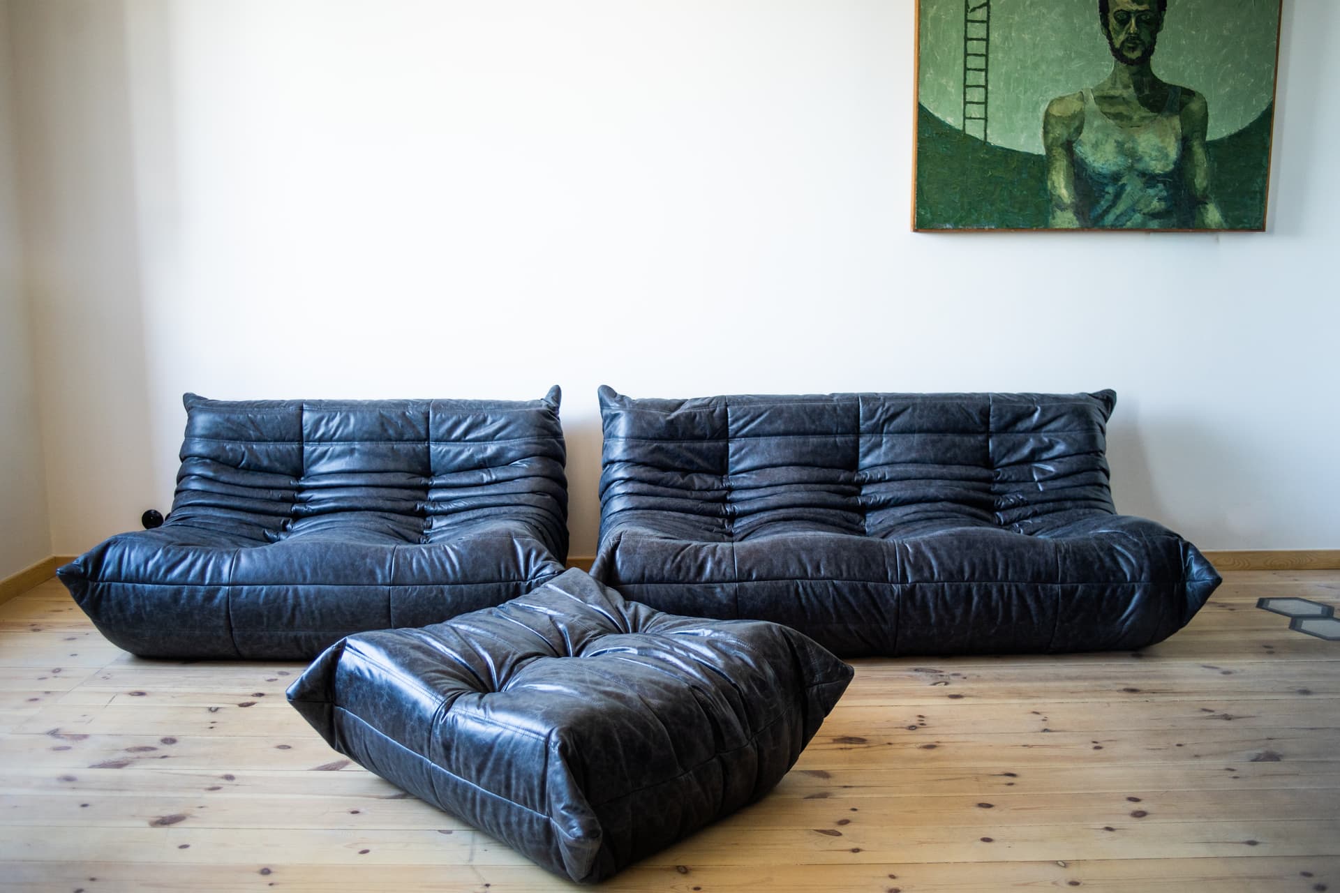 Zestaw wypoczynkowy Togo 5 części, skóra czarna dubai - 165051