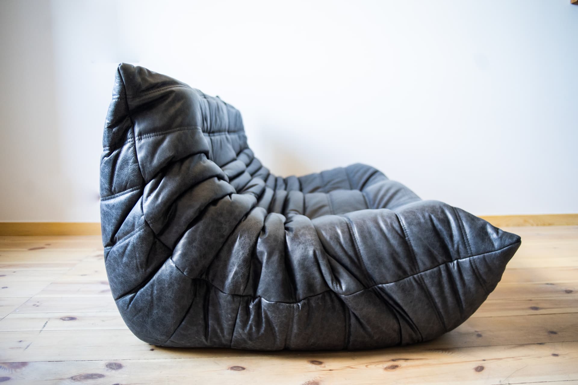 Sofa Togo dwuosobowa, skóra czarna dubai - 52443