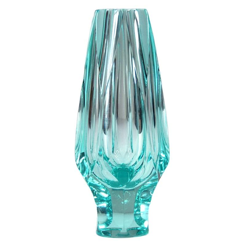 Turkusowy wazon ze szkła kryształowego, dla Moser, Czechosłowacja, lata 50. - 4884