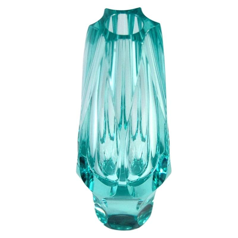 Turkusowy wazon ze szkła kryształowego, dla Moser, Czechosłowacja, lata 50. - 4885