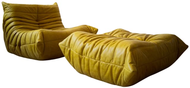 Fotel wypoczynkowy Togo z podnóżkiem, skóra żółta dubai - WYMIARY