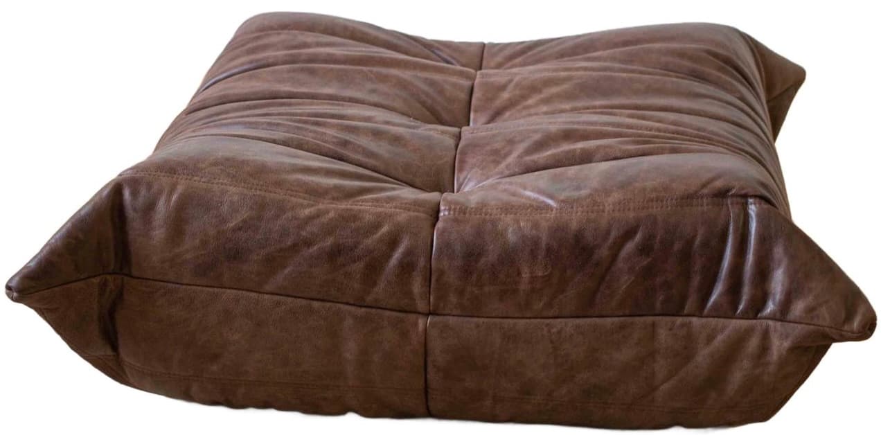 Podnóżek Togo, skóra brązowa kasztanowa