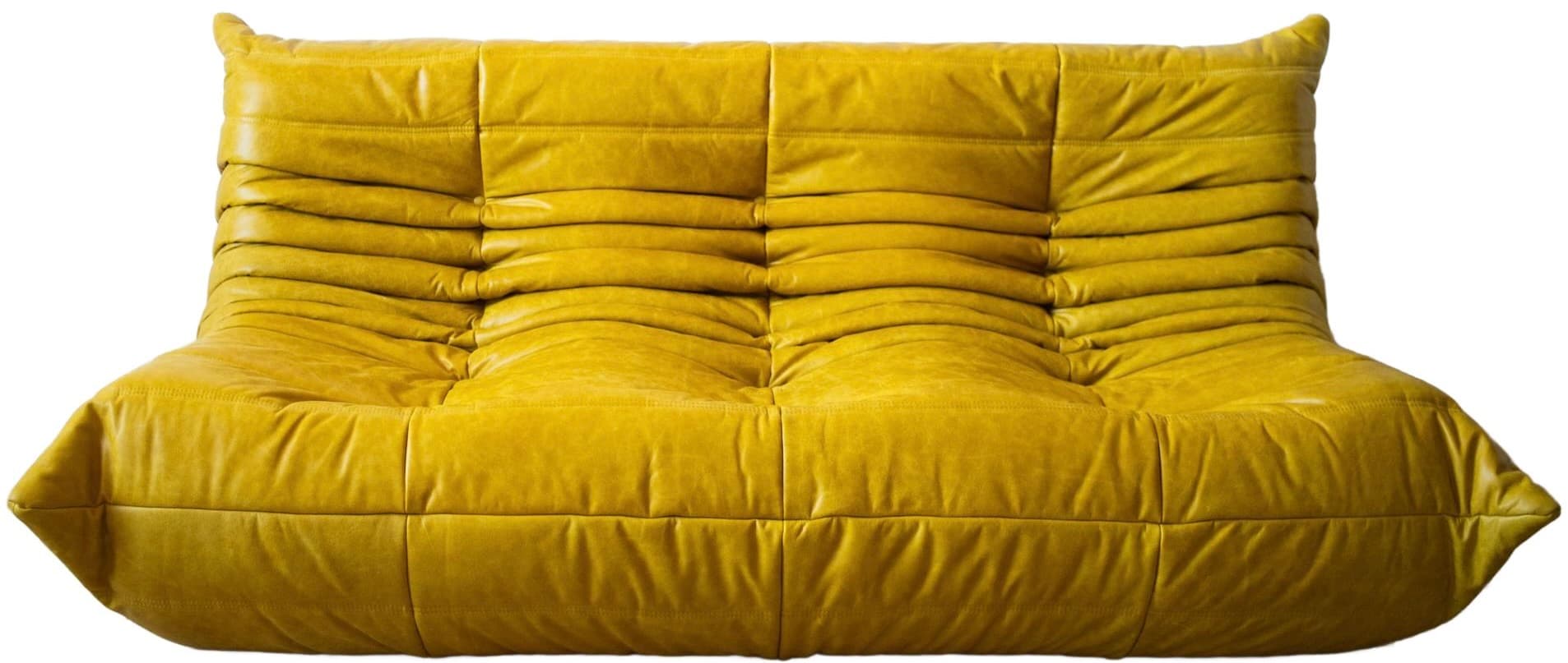 Sofa Togo trzyosobowa, skóra żółta dubai