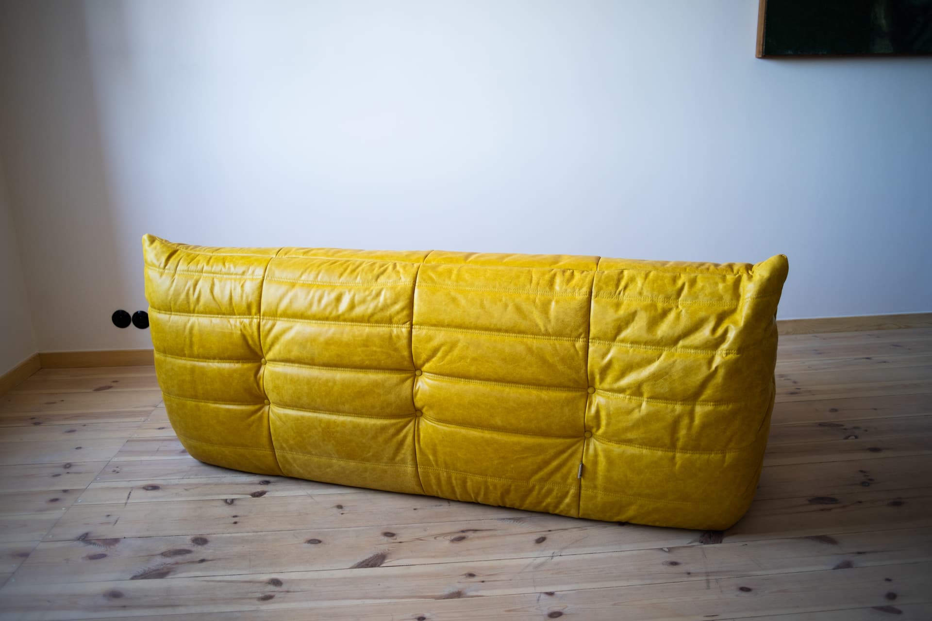 Sofa Togo trzyosobowa, skóra żółta dubai - 165261
