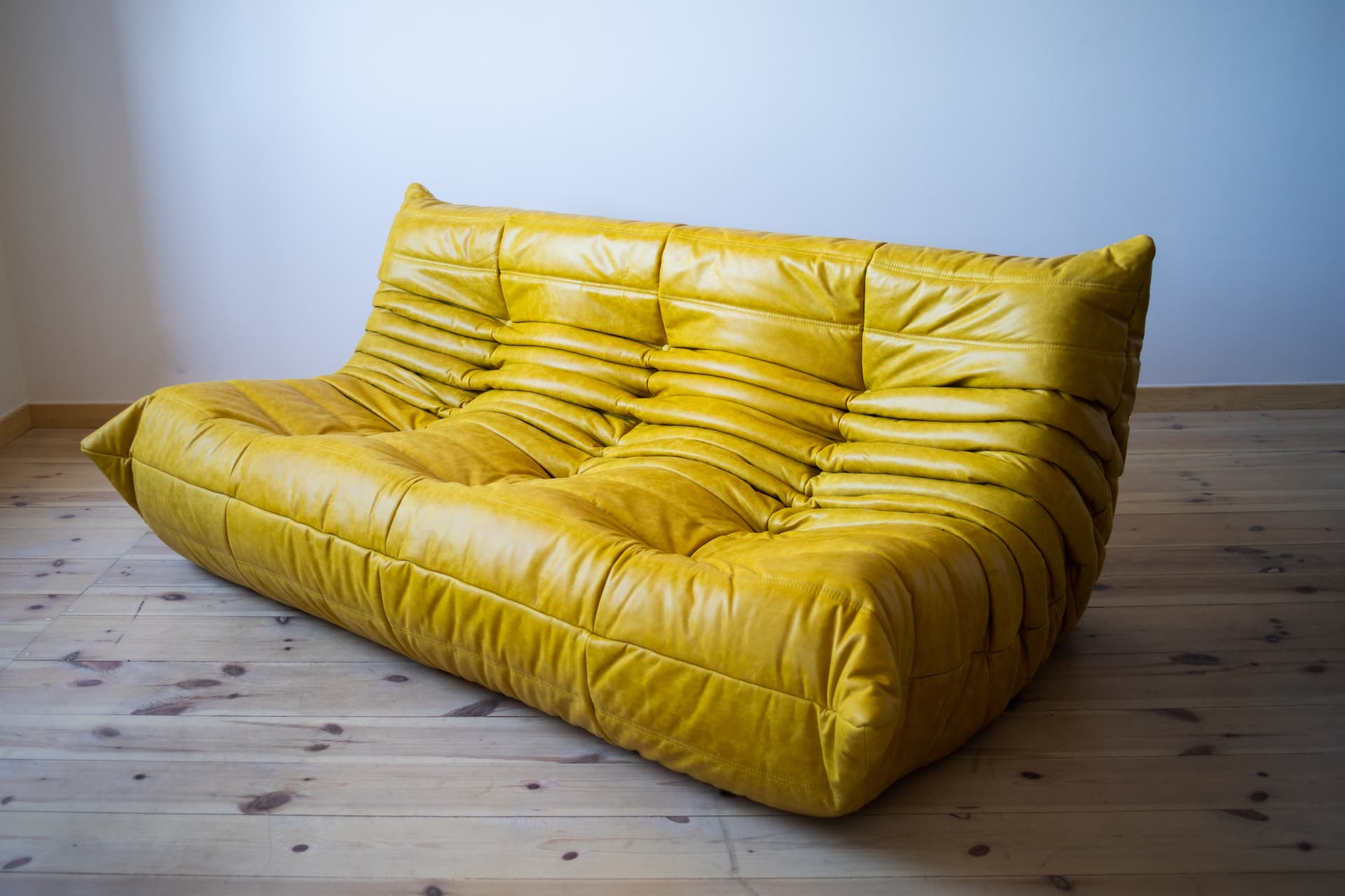 Sofa Togo trzyosobowa, skóra żółta dubai - 165265