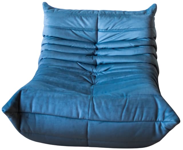 Fotel wypoczynkowy Togo, velvet błękitny lazur - WYMIARY