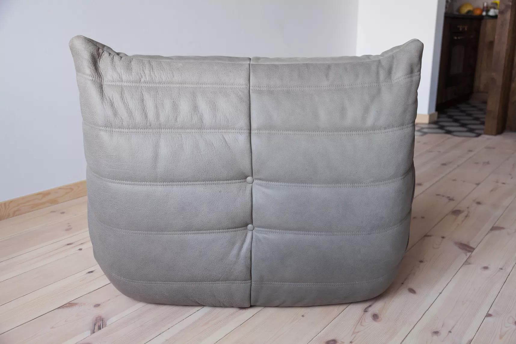 Fotel wypoczynkowy Togo, skóra szara madras - 165313