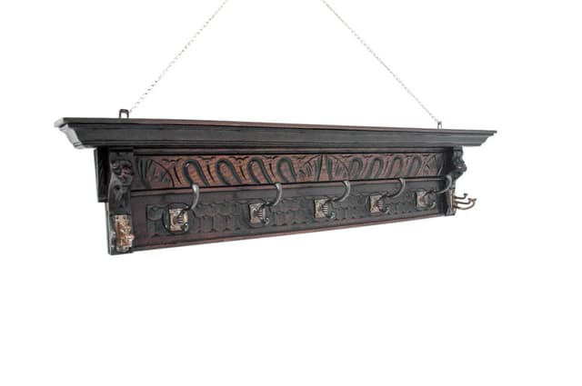 Dębowy wieszak ścienny, Francja, lata 1900 - WYMIARY