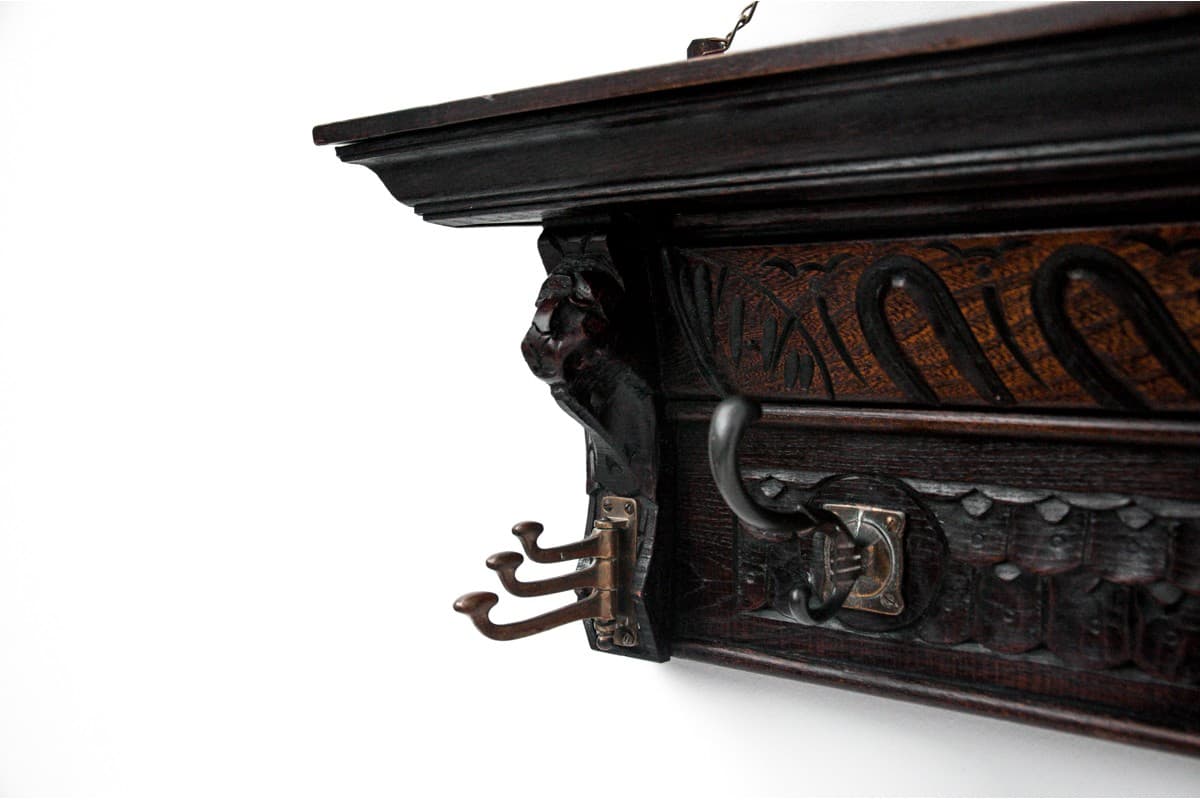 Dębowy wieszak ścienny, Francja, lata 1900 - 49468