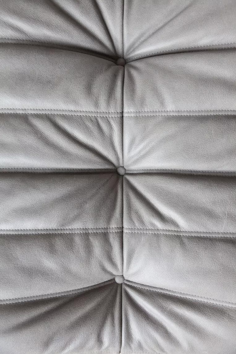 Podnóżek Togo, skóra szara madras - 165603