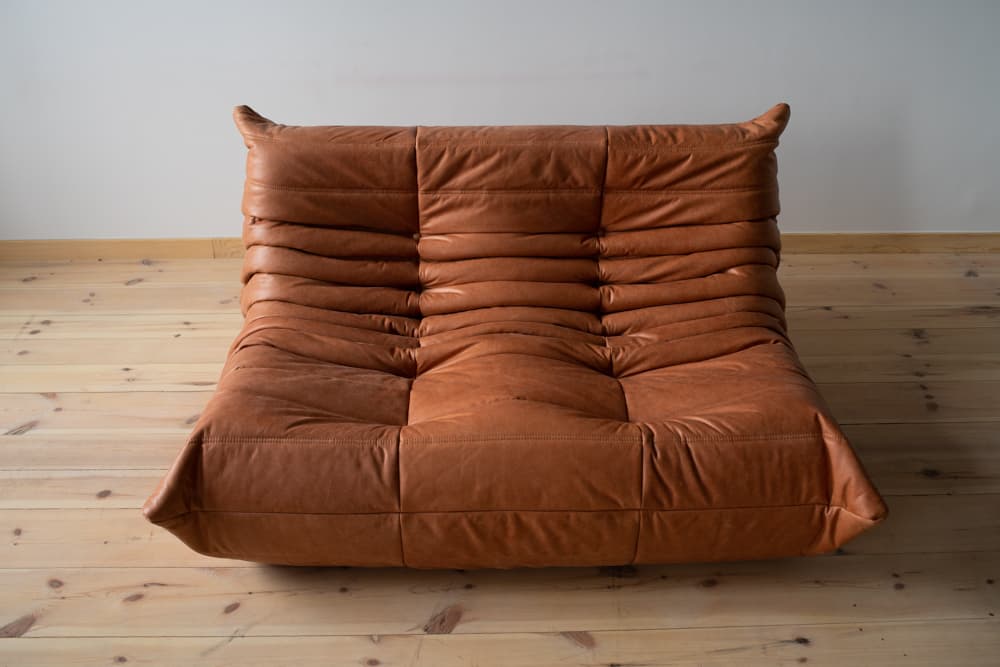 Sofa Togo dwuosobowa, skóra brązowa peach - 165584