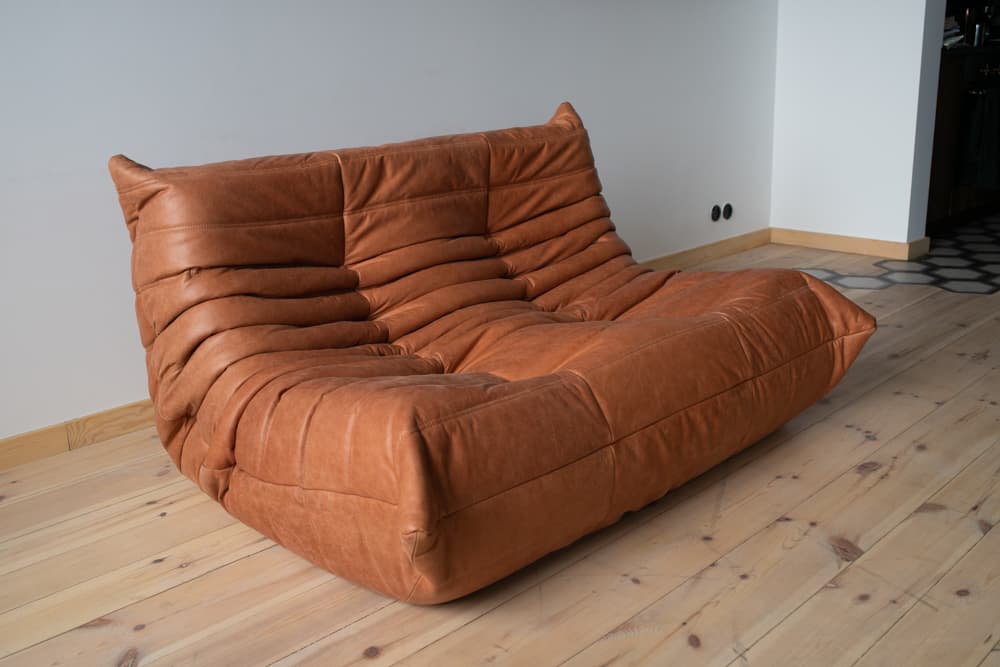 Sofa Togo dwuosobowa, skóra brązowa peach - 165592