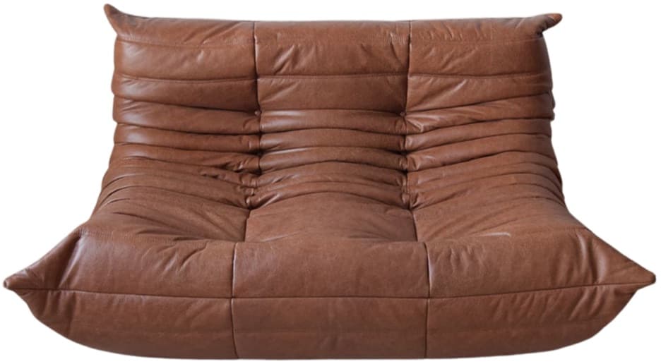 Sofa Togo dwuosobowa, skóra brązowa kentucky - 65436