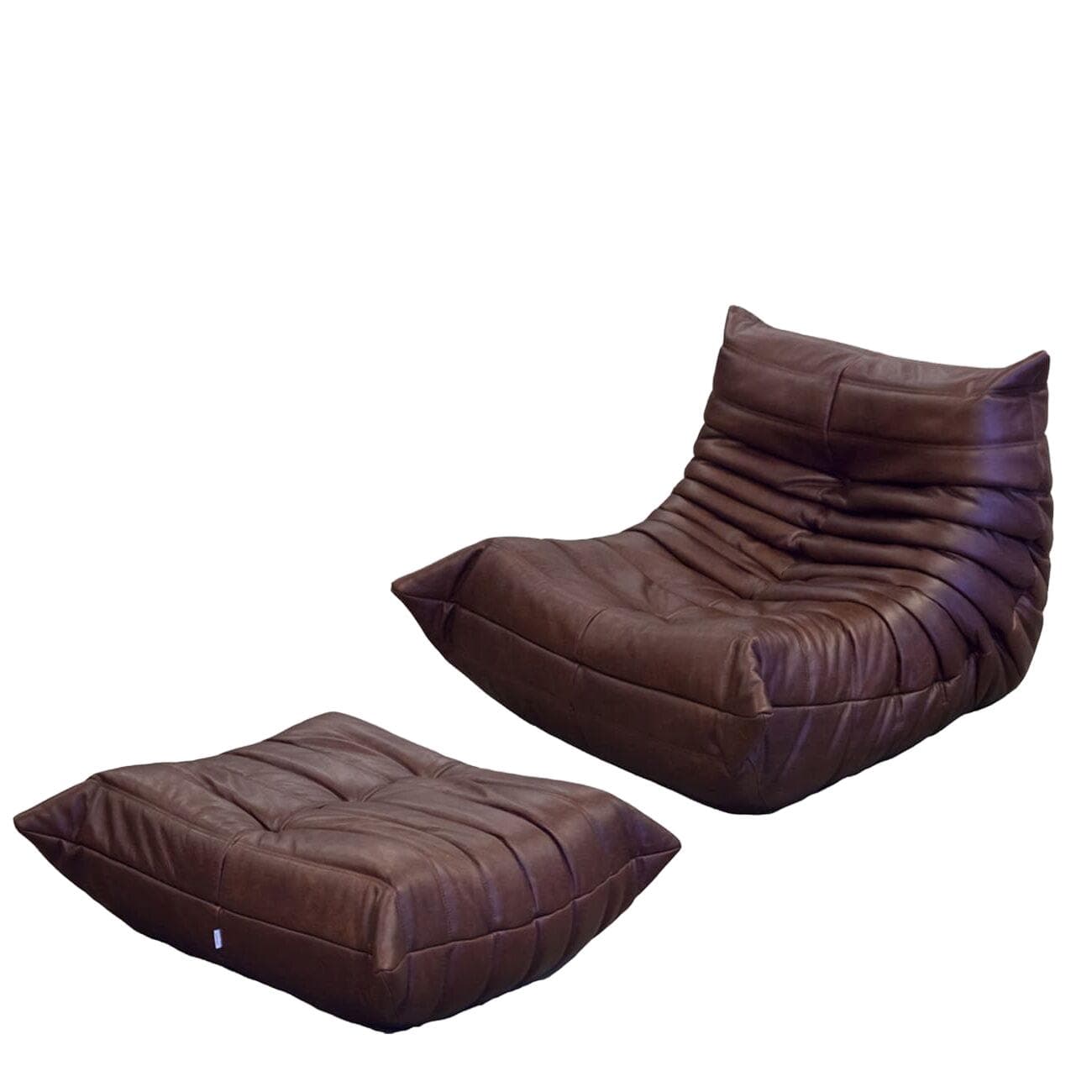 Fotel wypoczynkowy Togo z podnóżkiem, skóra czekoladowy brąz