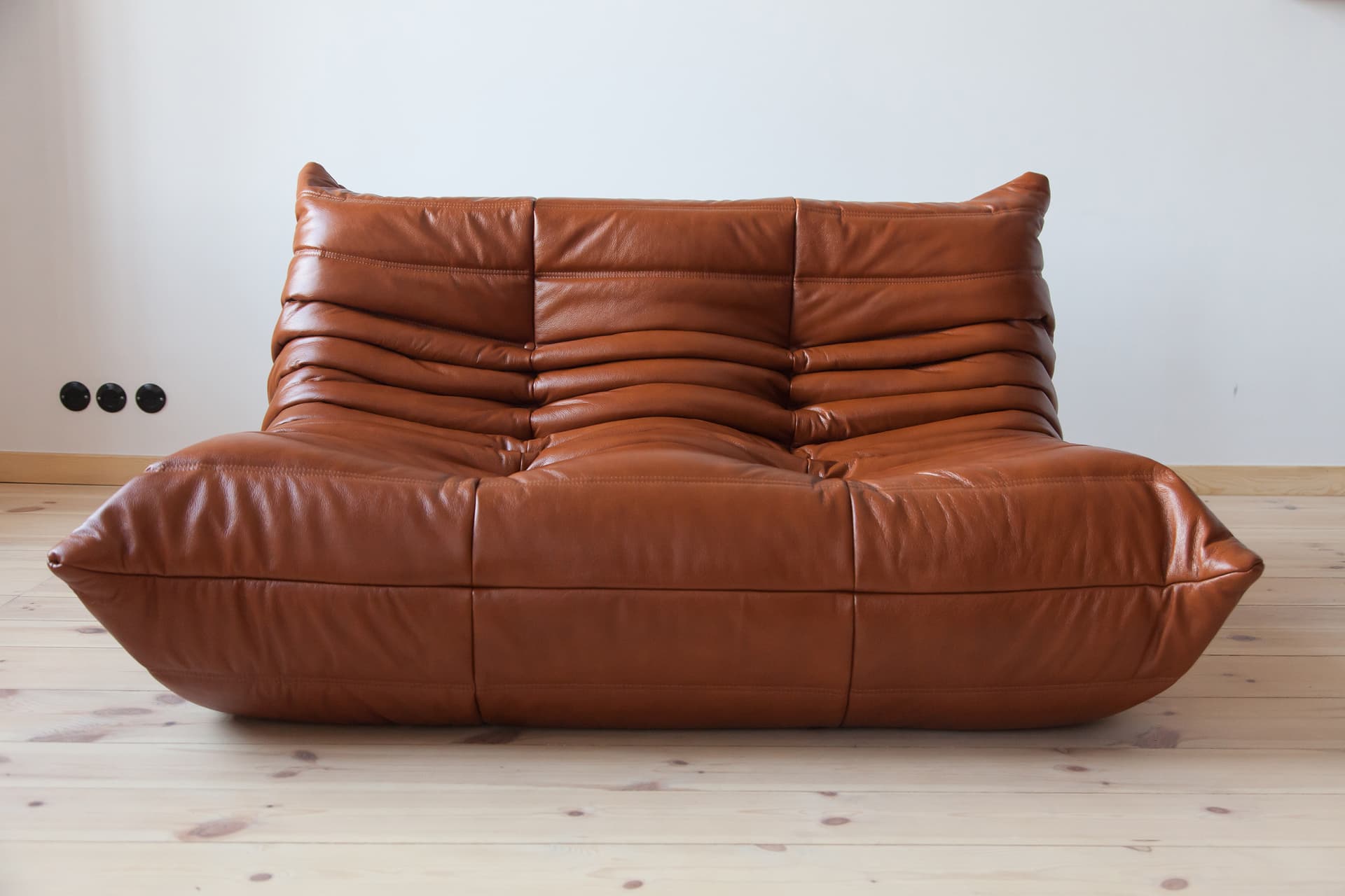 Sofa Togo dwuosobowa, skóra brązowa whisky - 166002