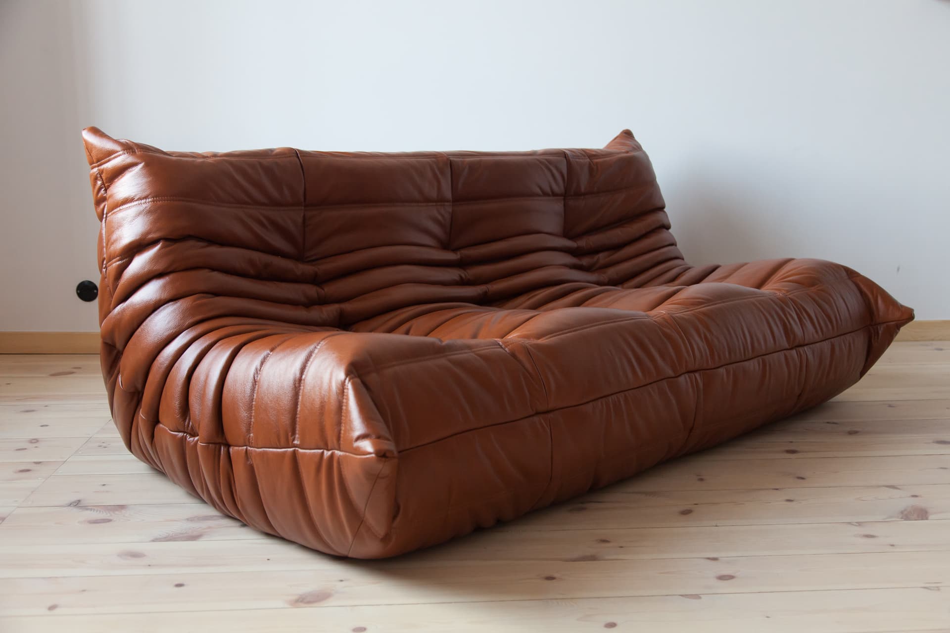 Sofa Togo trzyosobowa, skóra brązowa whisky - 165579