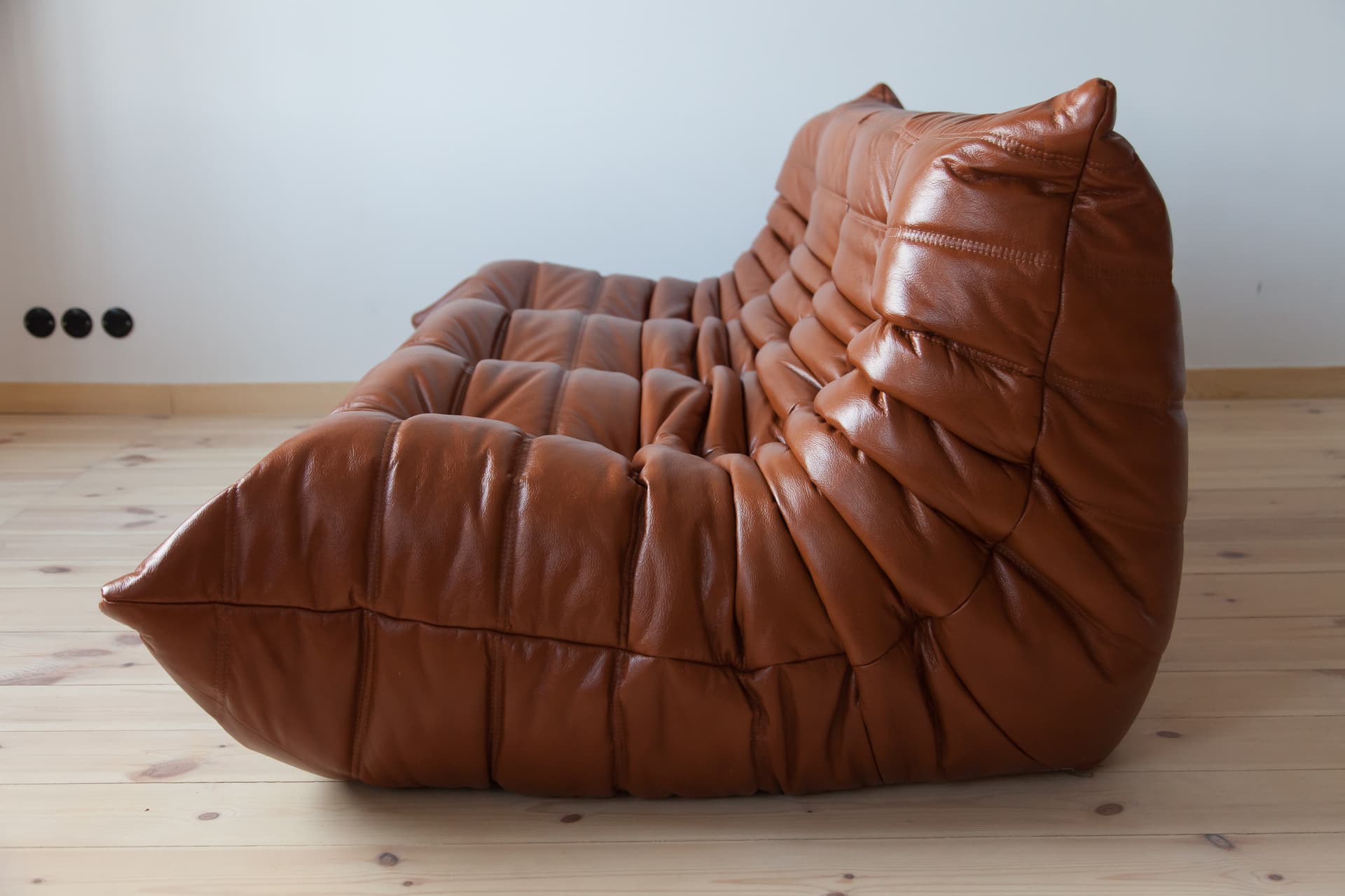 Sofa Togo trzyosobowa, skóra brązowa whisky - 165572