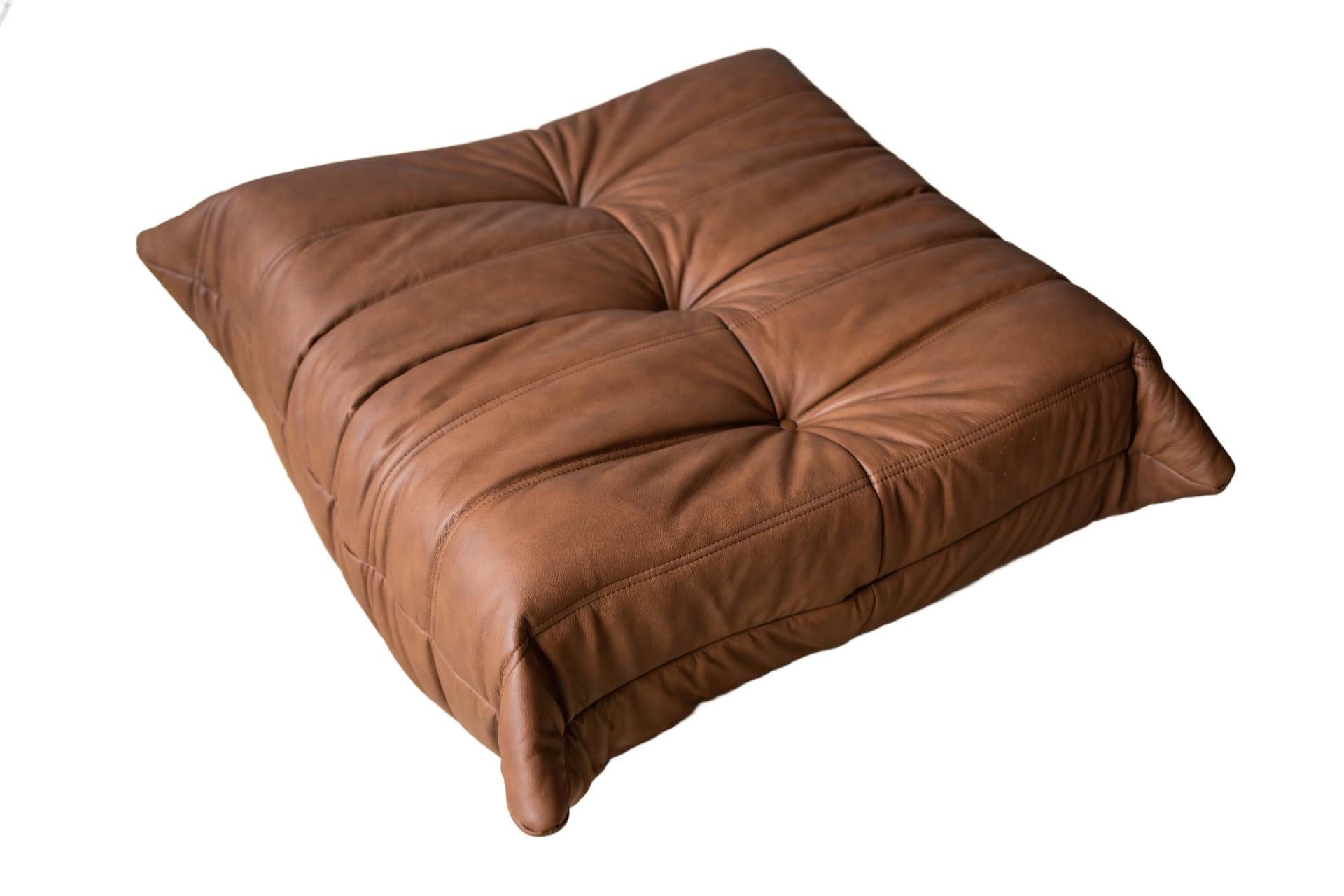 Podnóżek Togo, skóra brązowa folk