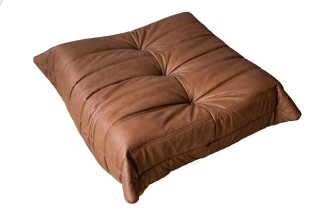 Podnóżek Togo, skóra brązowa folk - WYMIARY