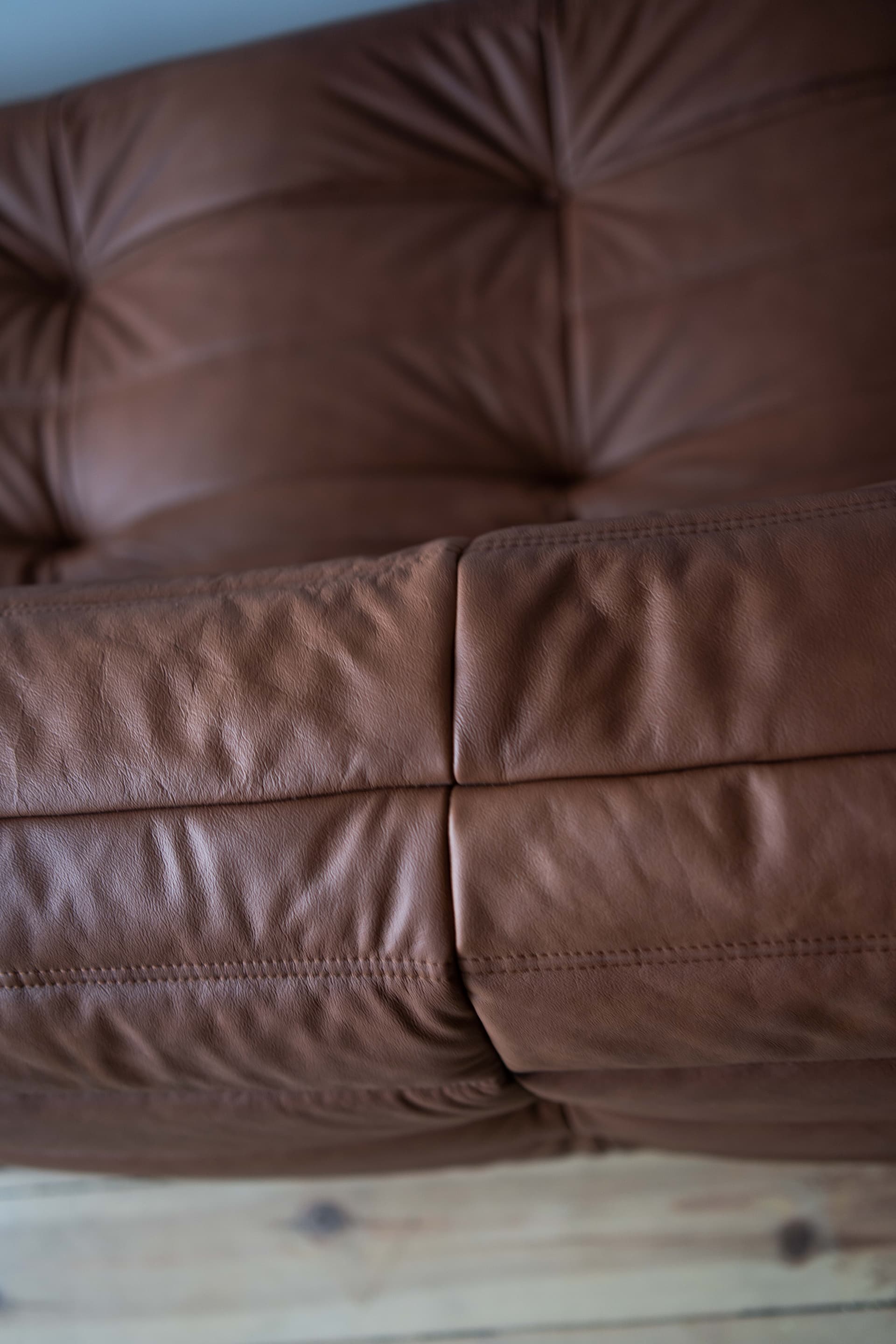 Sofa Togo trzyosobowa, skóra brązowa folk - 166125