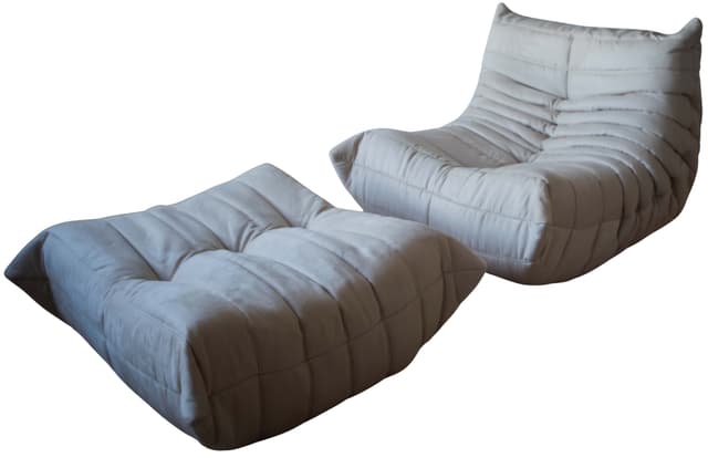 Fotel wypoczynkowy Togo z podnóżkiem, velvet off-white - WYMIARY