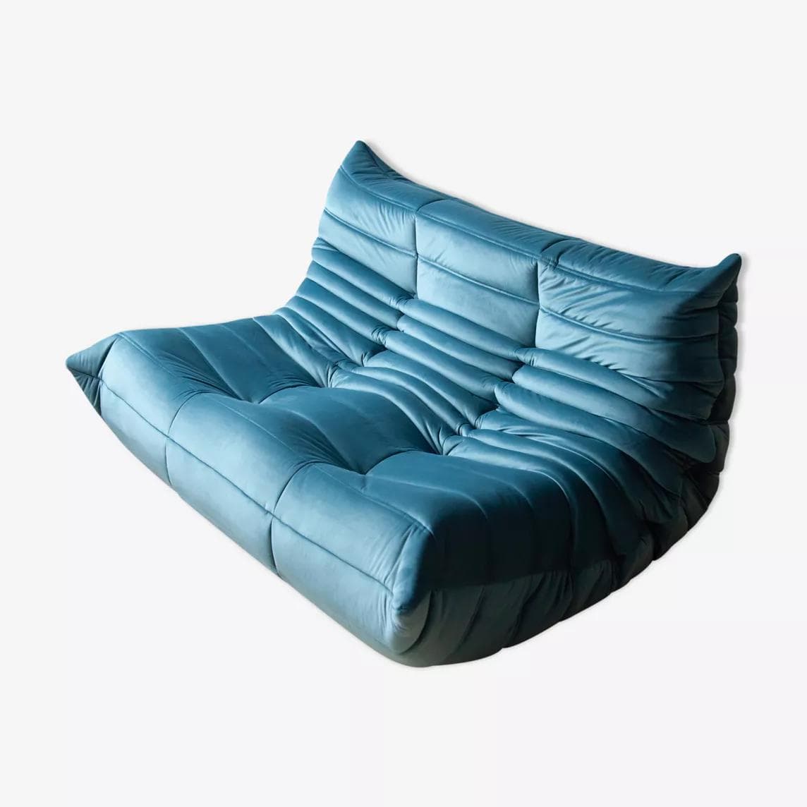 Sofa Togo dwuosobowa, velvet błękitny morski - 166309