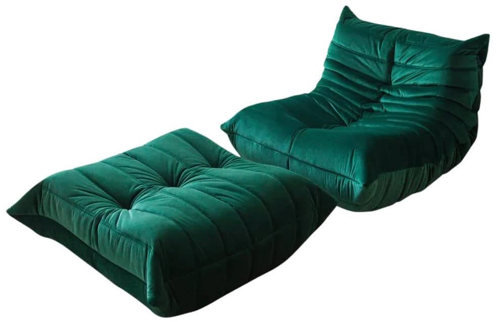 Fotel wypoczynkowy Togo z podnóżkiem, velvet zielony szmaragd